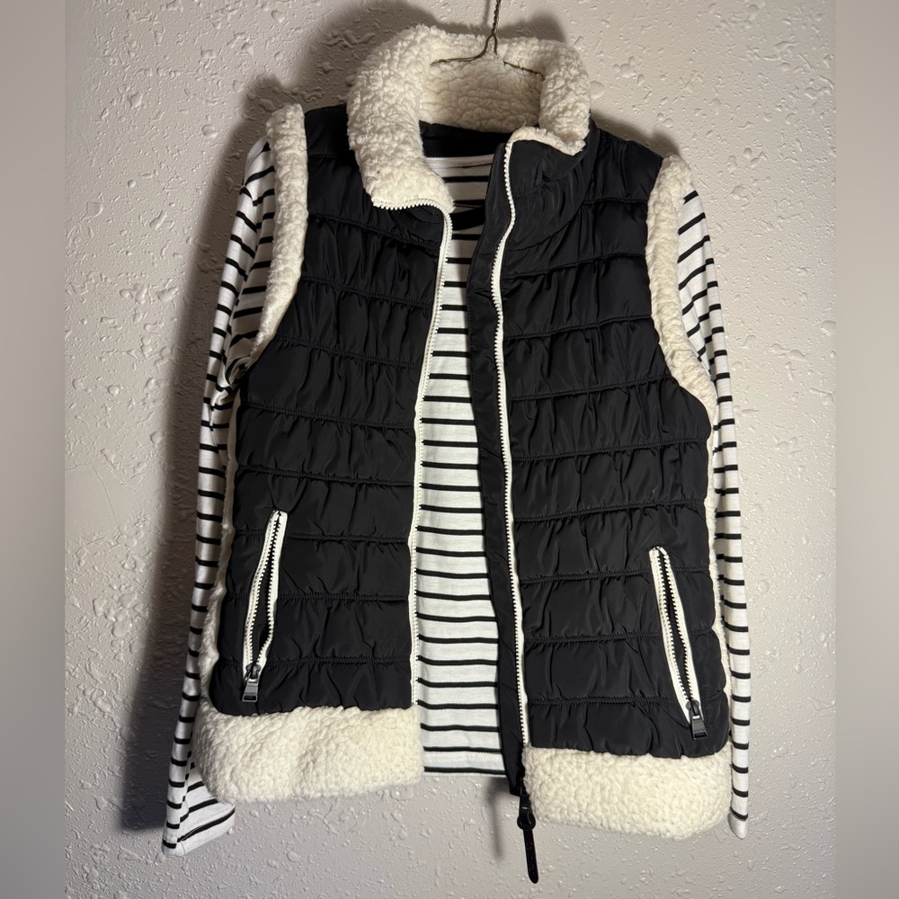 Women's Black and White Quilted Vest